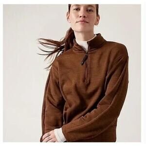 ATHLETA Altitude Polartec Half Zip Sweatshirt Mahogany Brown Sz XL $149 {KK19}
